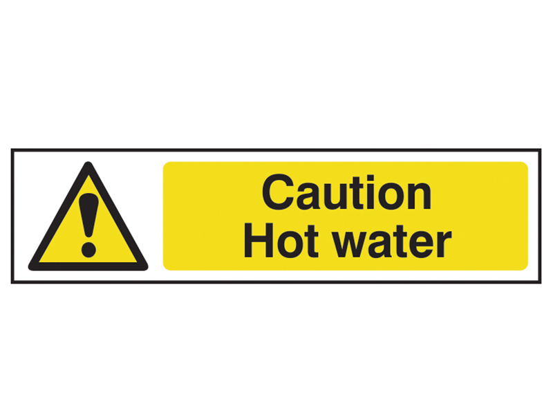 Scan Caution Hot Water - PVC Sign 200 x 50mm SCA5116