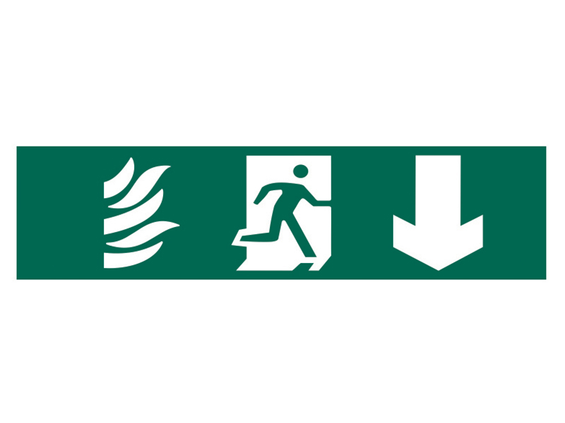 Scan Running Man Arrow Down - PVC Sign 200 x 50mm SCA5203