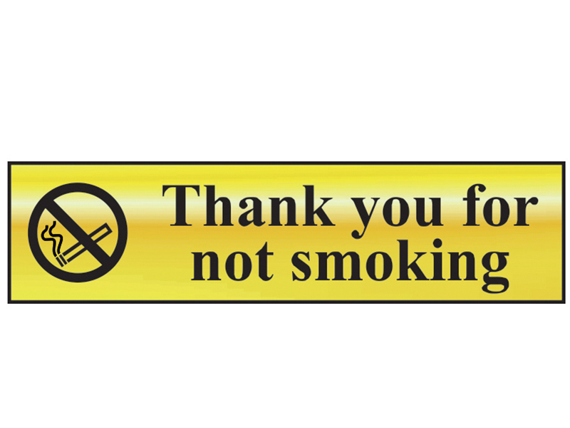 Scan Thank You For Not Smoking - Polished Brass Effect 200 x 50mm SCA6001