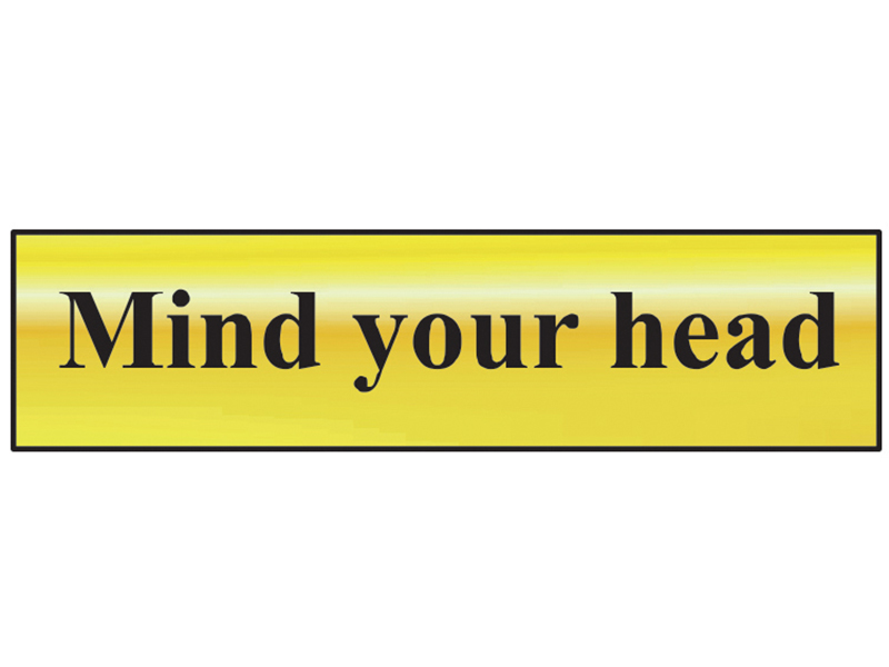 Scan Mind Your Head - Polished Brass Effect 200 x 50mm SCA6030