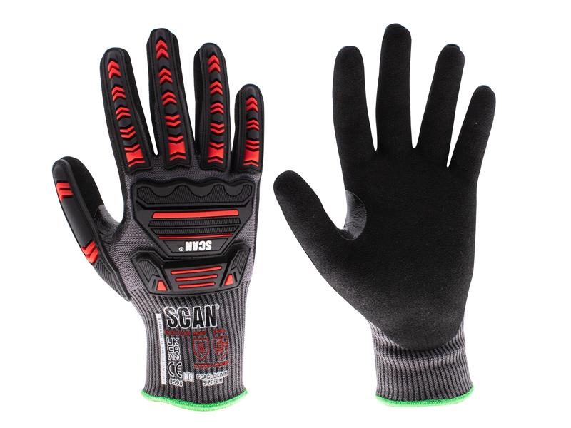 Scan Nitrile Palm Impact Cut D Gloves - L (Size 9) SCAGLOCIML