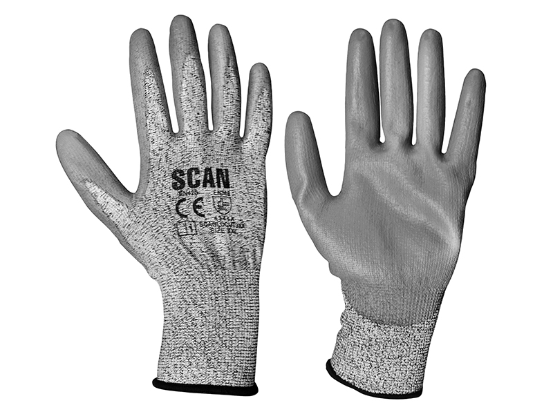 Scan Grey PU Coated Cut 3 Gloves - XXL (Size 11) SCAGLOCUT3XX