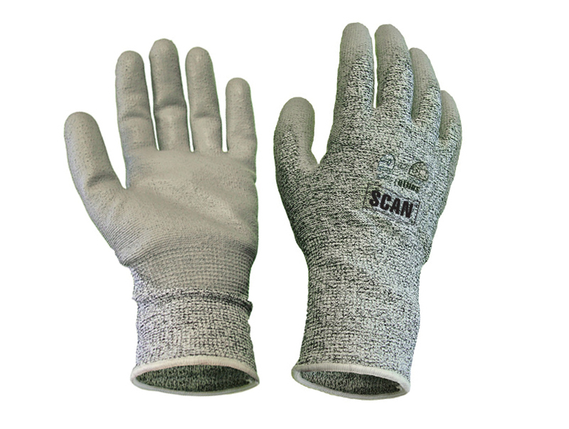 Scan Grey PU Coated Cut 5 Gloves - XL (Size 10) SCAGLOCUT5XL