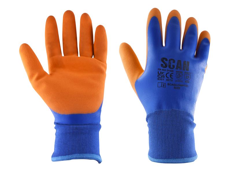 Scan Thermal Waterproof Latex Coated Gloves - L (Size 9) SCAGLOWPTHL