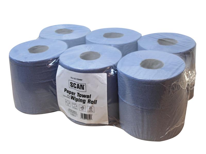 Scan Paper Towel Wiping Roll 2-Ply 176mm x 150m (Pack 6) SCASC150M6F