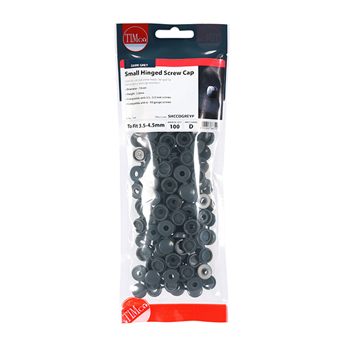 Timco Hinged Cover Caps No. 6-8 - Dark Grey (Anthracite) - PK100 - SHCCDGREYP 