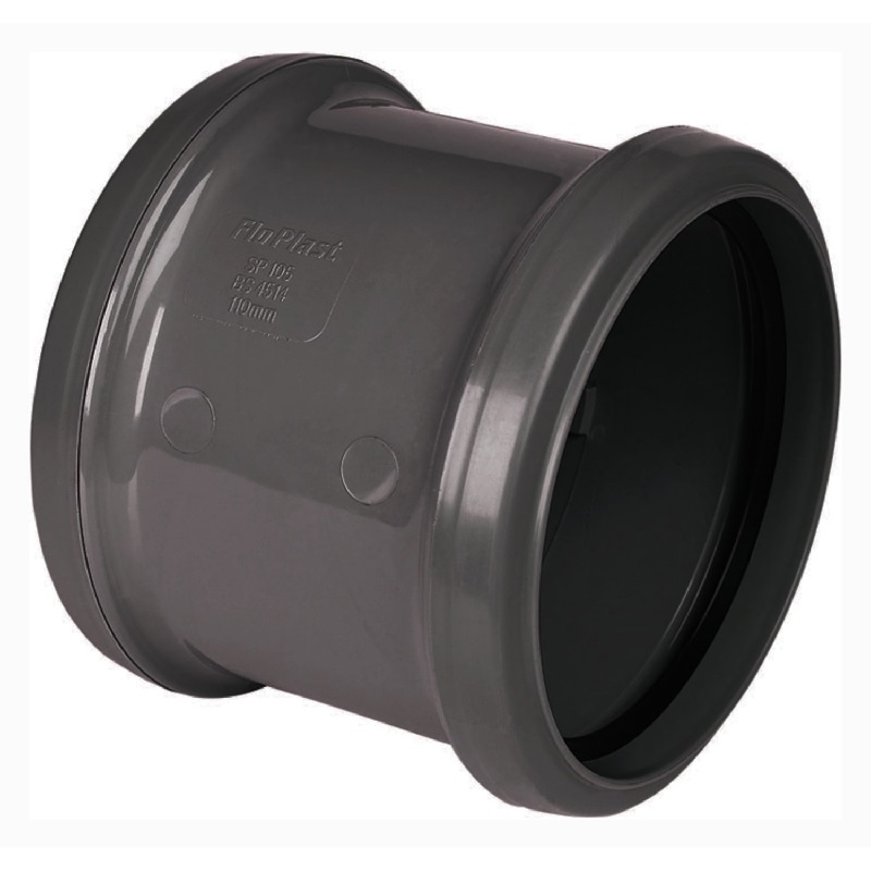 Floplast SP105AG 110mm Ring Seal Soil System - Coupling D/S - Anthracite Grey