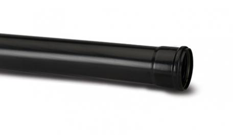 Polypipe 110mm / 4in Ring Seal Soil System - Single Socket Pipe 2 Metre - Black
