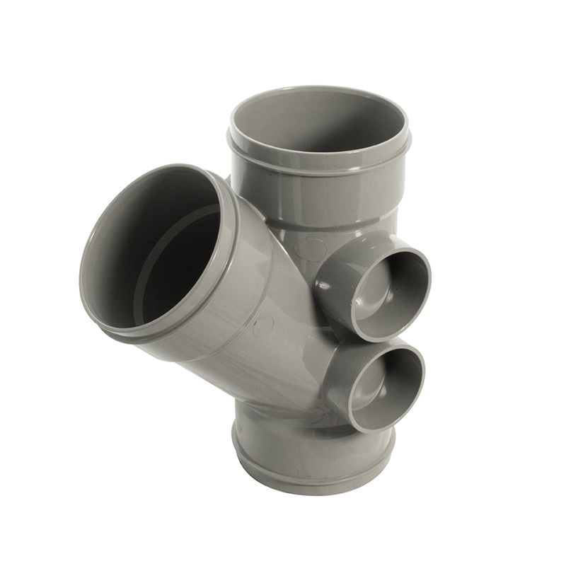 Floplast SS211OG 110mm/4 Inch Solvent Weld Soil System - 135 Degree Triple Socket Branch - Olive Grey