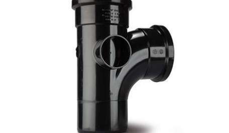 Polypipe 82mm / 3in Ring Seal Soil System - 92.5 Degree Branch Double Socket - Black