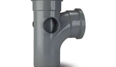 Polypipe 82mm / 3in Ring Seal Soil System - 92.5 Degree Branch Double Socket - Grey