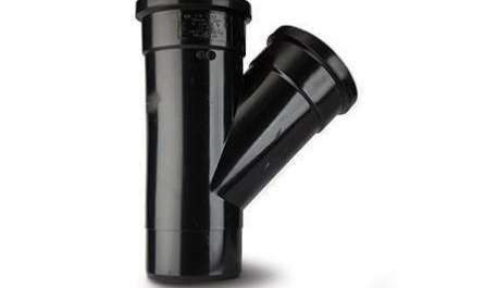 Polypipe 82mm / 3in Ring Seal Soil System - 135 Degree Branch Double Socket - Black