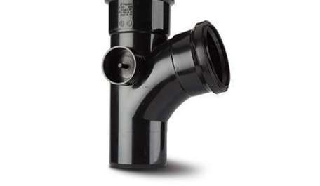 Polypipe 110mm / 4in Ring Seal Soil System - 104 Degree Branch Double Socket - Black