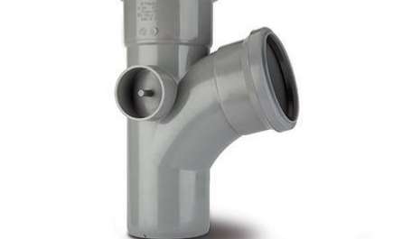 Polypipe 110mm / 4in Ring Seal Soil System - 104 Degree Branch Double Socket - Grey