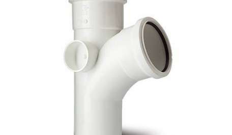 Polypipe 110mm / 4in Ring Seal Soil System - 104 Degree Branch Double Socket - White