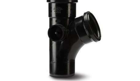 Polypipe 110mm / 4in Ring Seal Soil System - 112.5 Degree Branch Double Socket - Black