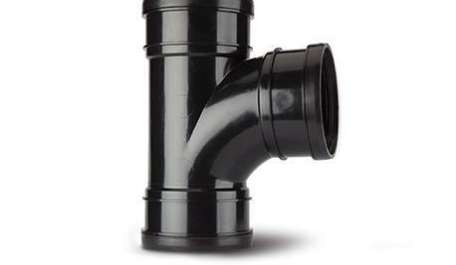 Polypipe 110mm / 4in Ring Seal Soil System - 92.5 Degree Branch Triple Socket - Black