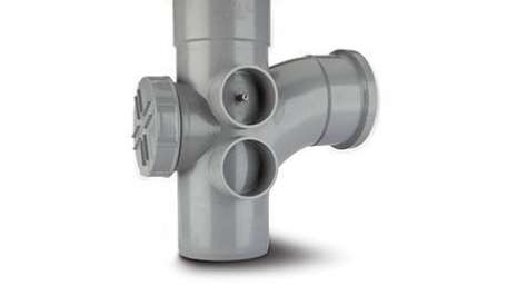 Polypipe 110mm / 4in Ring Seal Soil System - 92.5 Degree Access Branch Double Socket - Grey
