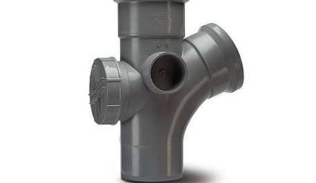 Polypipe 110mm / 4in Ring Seal Soil System - 112.5 Degree Access Branch Double Socket - Grey