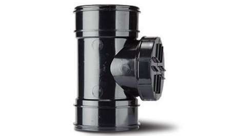 Polypipe 110mm / 4in Solvent Soil Short Access Pipe Double Socket Black