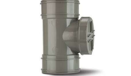 Polypipe 110mm / 4in Solvent Soil Short Access Pipe Double Socket Grey