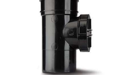 Polypipe 110mm / 4in Soil Solvent Short Access Pipe Single Socket Black