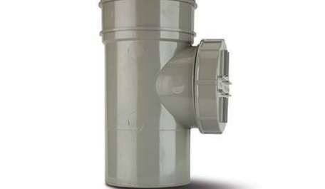Polypipe 110mm / 4in Soil Solvent Short Access Pipe Single Socket Grey