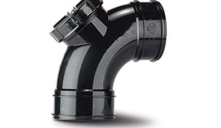 Polypipe 82mm / 3in Soil Double Socket Solvent Access Bend 92.5 Degree Black