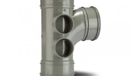 Polypipe 110mm / 4in Soil Triple Socket 92.5 Degree Branch Grey