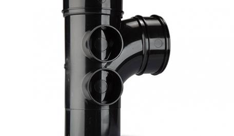 Polypipe 110mm / 4in Soil 92.5 Degree Double Socket Branch Black