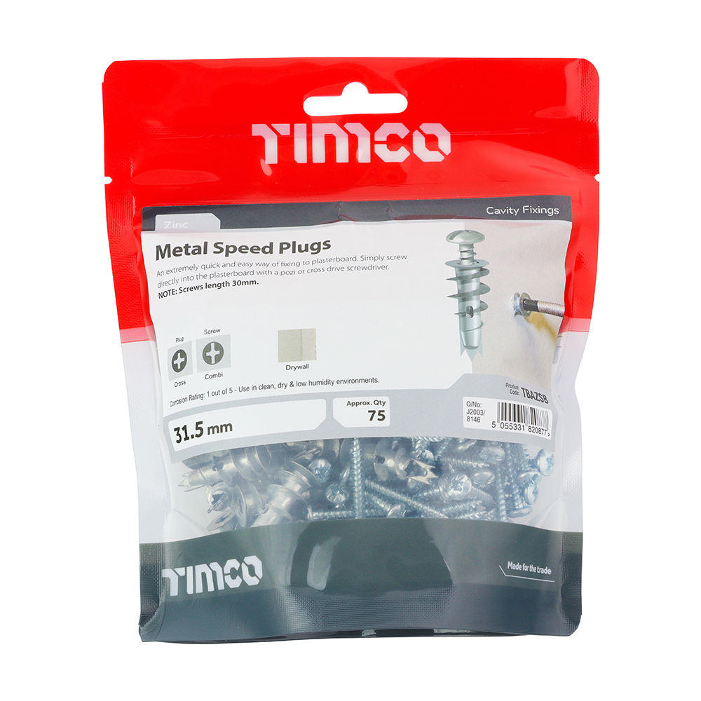 Timco Cavity Wall Zinc Speed Plug & Screw - 4.5mm - PK75