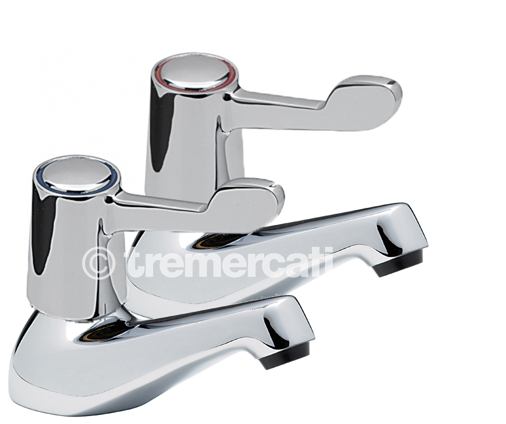 Tre Mercati Capri Lever Pair of Bath Taps - Ceramic Disc Valves - 3in Levers - Chrome Plated (CP)