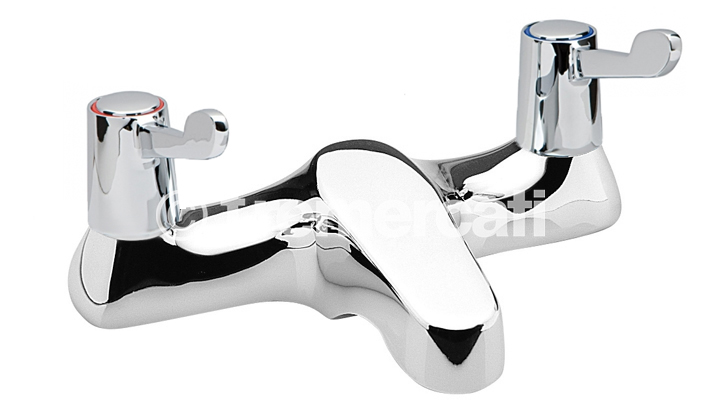 Tre Mercati Capri Lever Deck Bath Filler - Ceramic Disc Valves - 3in Levers - Chrome Plated (CP)
