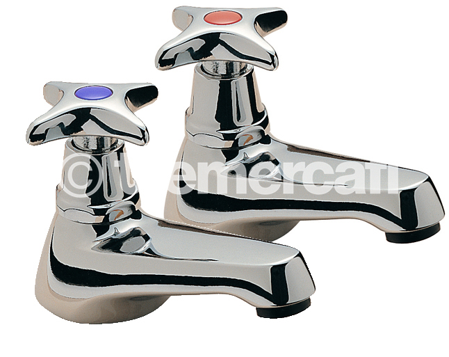 Tre Mercati Capri Crosshead Pair of Bath Taps - Chrome Plated (CP)
