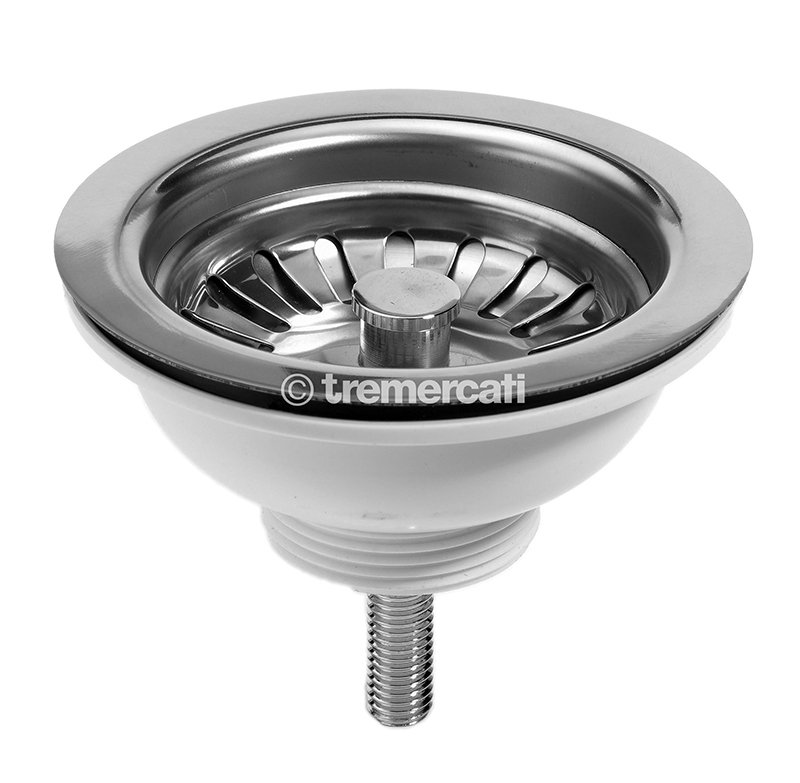 Tre Mercati 1.1/2in BSP Basket Strainer Waste Without Overflow - Chrome Plated