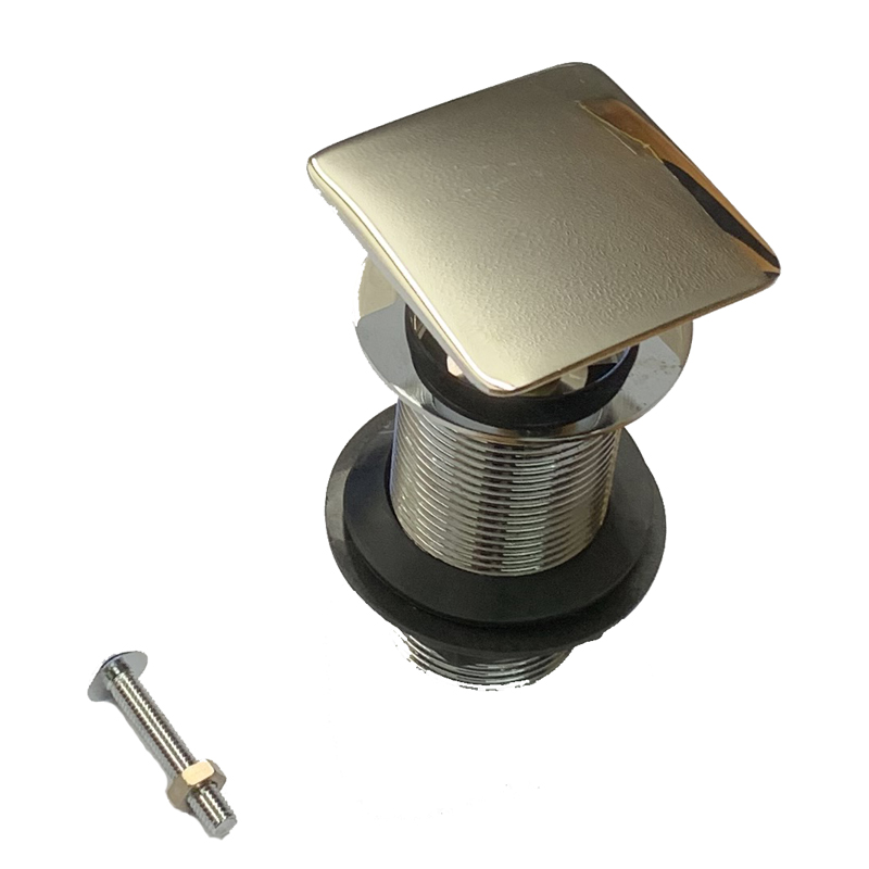 Tre Mercati Square 1.1/4in BSP Brass Basin Pop-Up Waste - Finger Tip Control (Unslotted) - Chrome Plated
