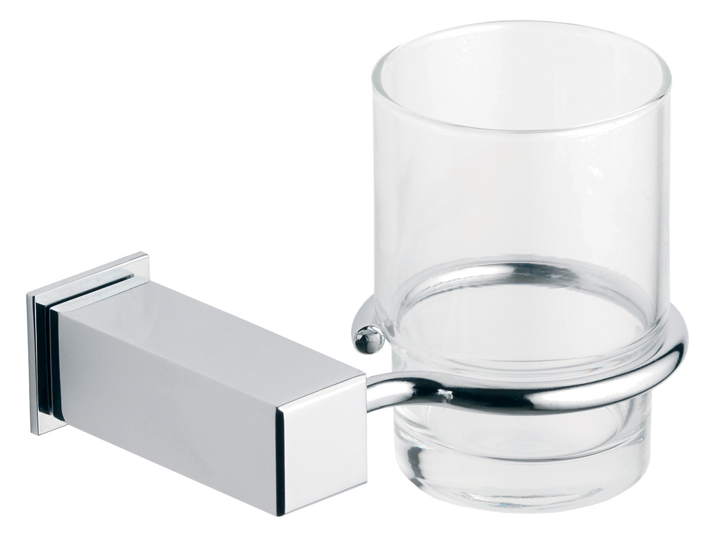 UTAH GLASS CUP AND HOLDER CHROME KPY-026