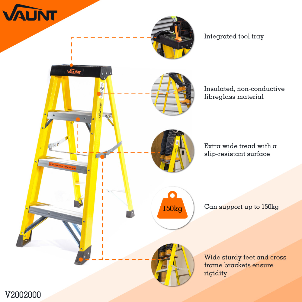 Vaunt 4 Tread Fibreglass Step Ladder - 1.11m