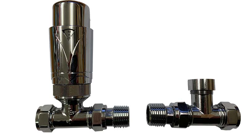 Westco Straight Thermostatic Radiator Valve (TRV) &amp; Lockshield Pack - Chrome