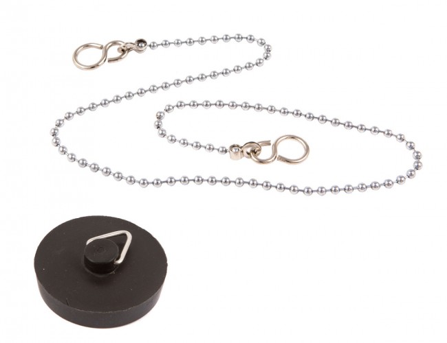 Plumbing Parts UD65003 1.75in Black Poly Plug &amp; 18in Chain - Pack of 1 (47823)