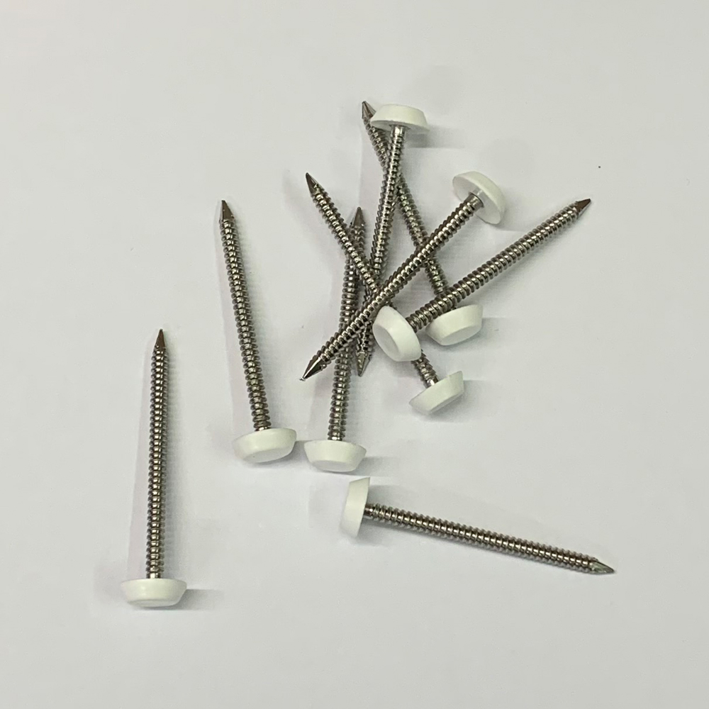 Polytop Pins 30mm White 1 - A4 Stainless Steel Ring Shank Nails Gauge 14