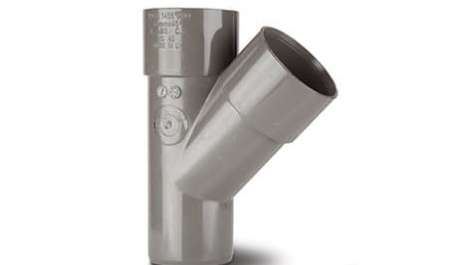 Polypipe 50mm (55mm) ABS Solvent Weld Waste System 45 Degree Y Branch - Grey