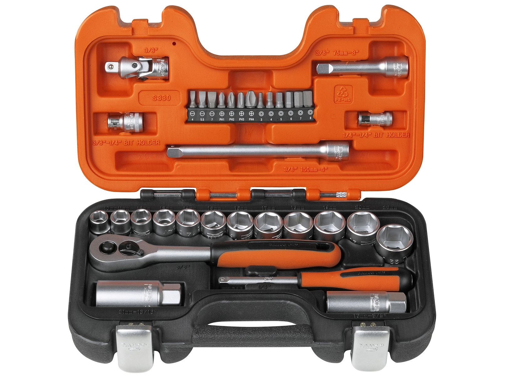 BAHCO 34 Piece Mixed 1/4in & 3/8in Socket Set - XMS2238SS