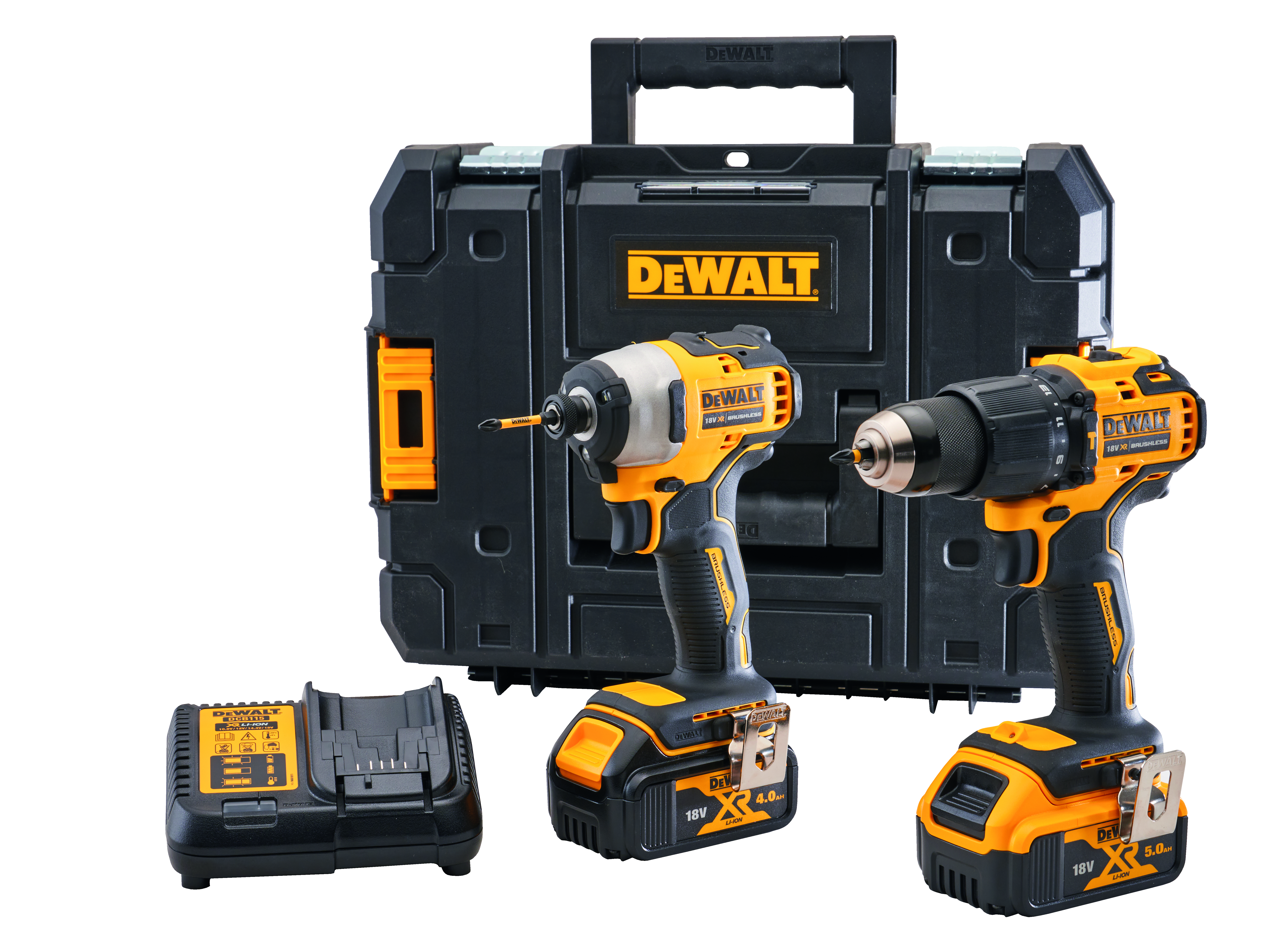 Dewalt Combi Drill & Impact Driver Twin Pack, 1 x 4.0Ah and 1 x 5.0Ah Li-Ion Batteries Included