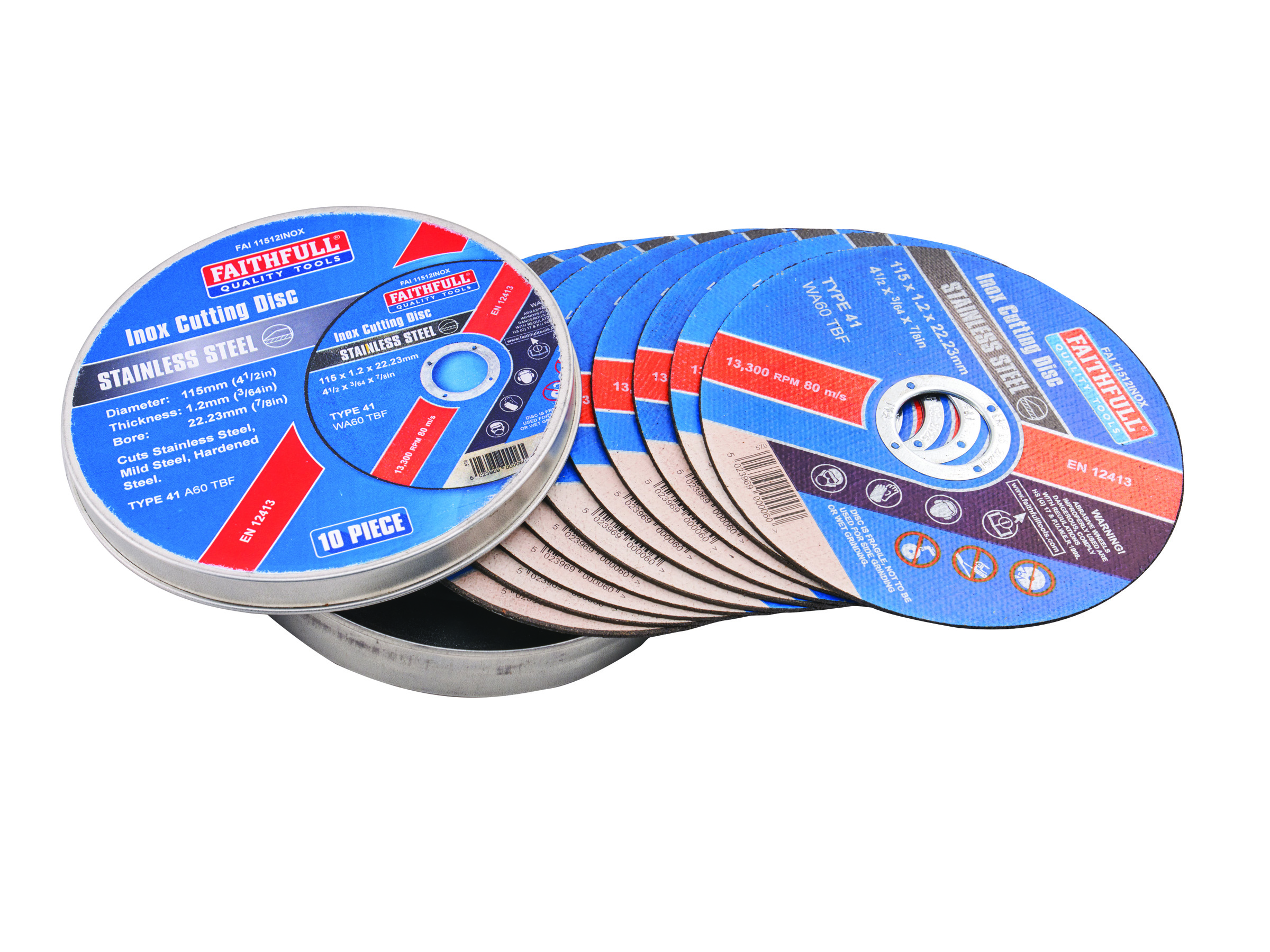 Faithfull FAI11512INO / XMS25CUTOFF 115mm (4.5in) Inox Cutting Discs 1.2mm 