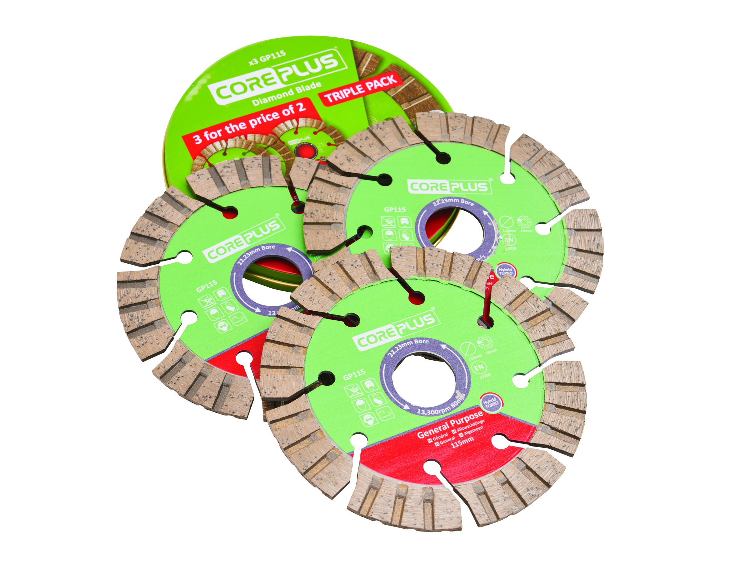 Coreplus CORDBGP1153 / XMS25DB115 115mm Diamond Blade Triple Pack