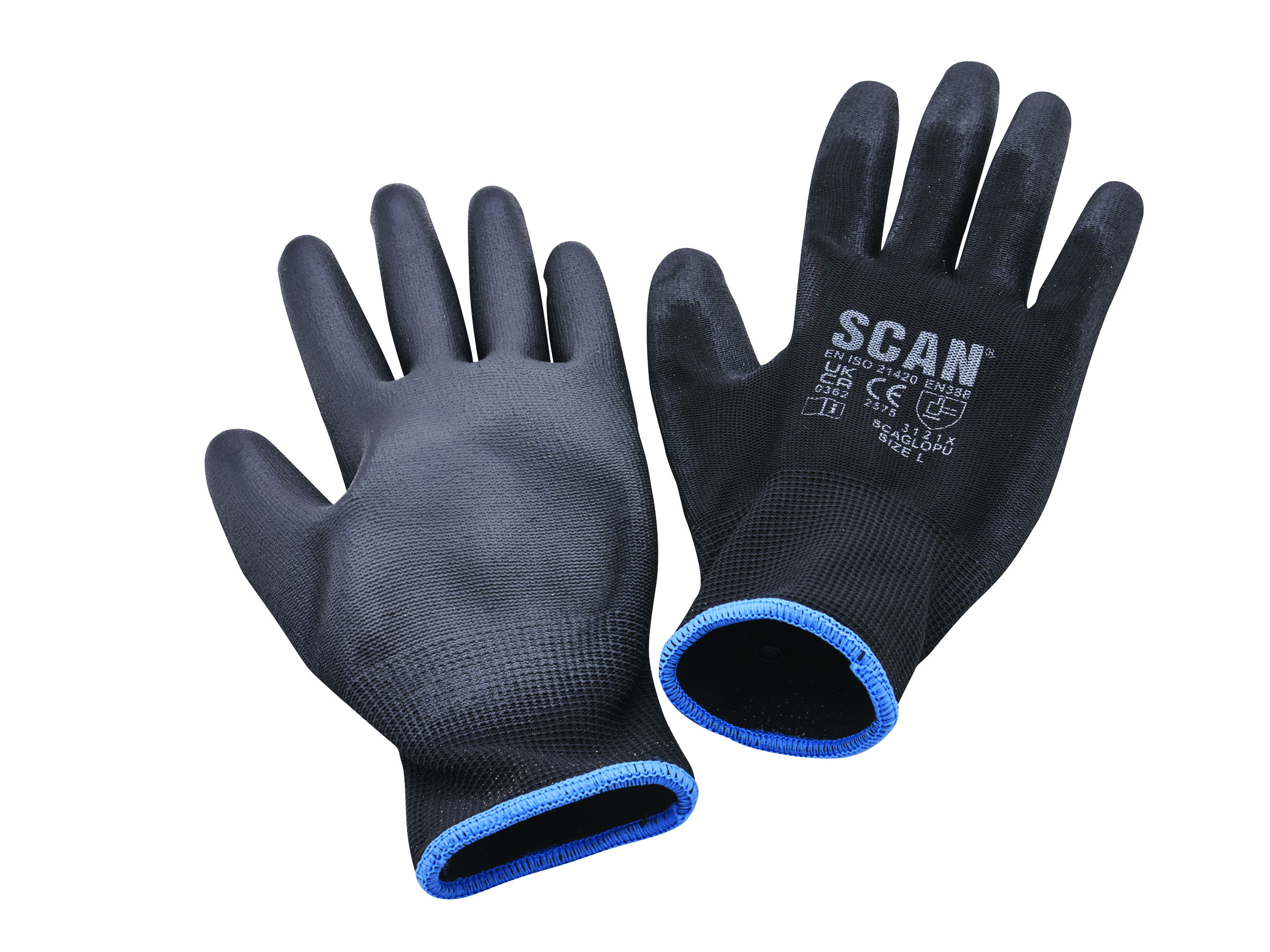 Scan SCAGLOPU5 / XMS25GLDIP5 x5 Pairs Dipped PU Gloves Large (9)