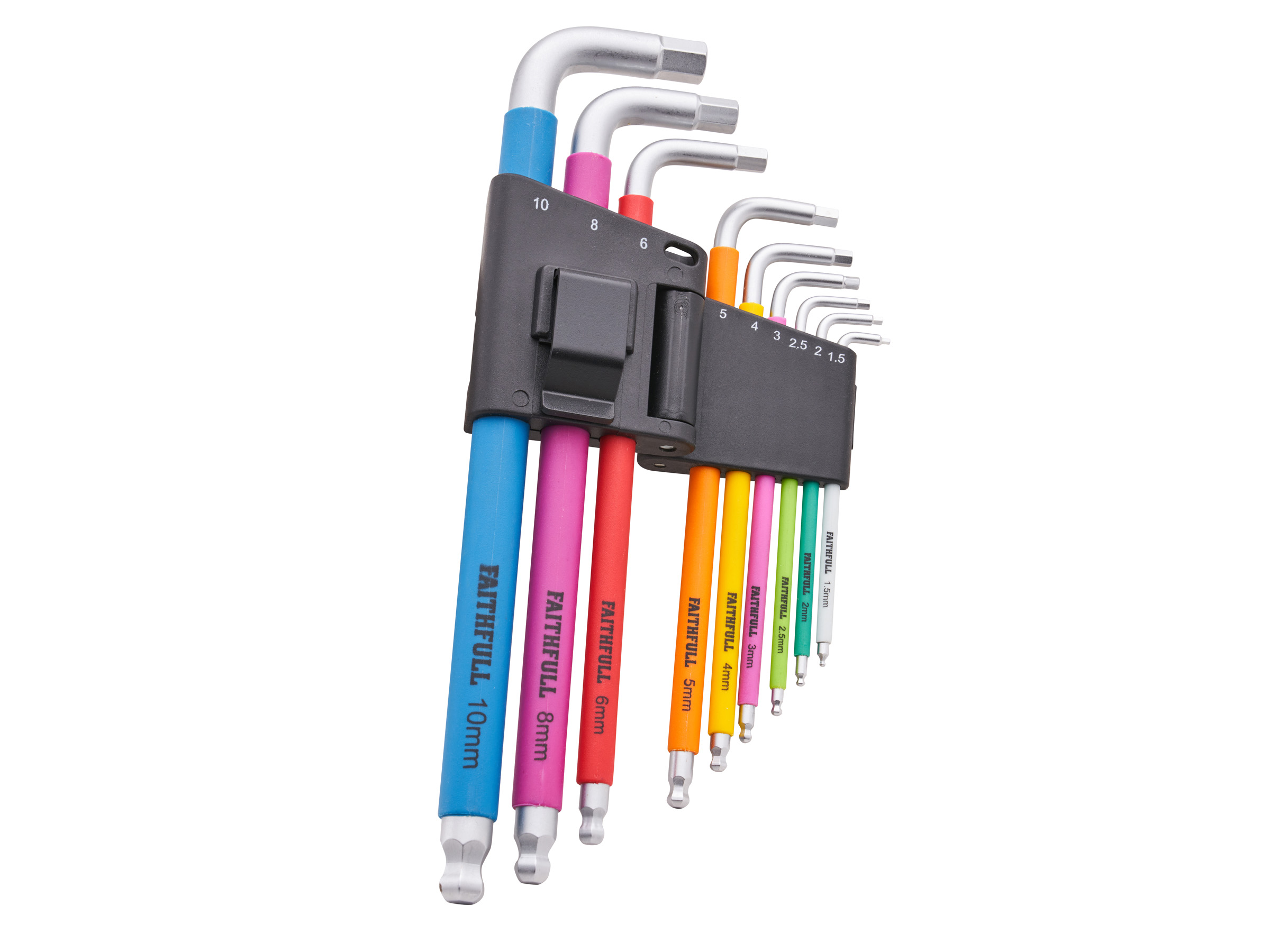 Faithfull FAIHKS9C / XMS25HEXKEY 9pc Colour Coded Hex Key Set