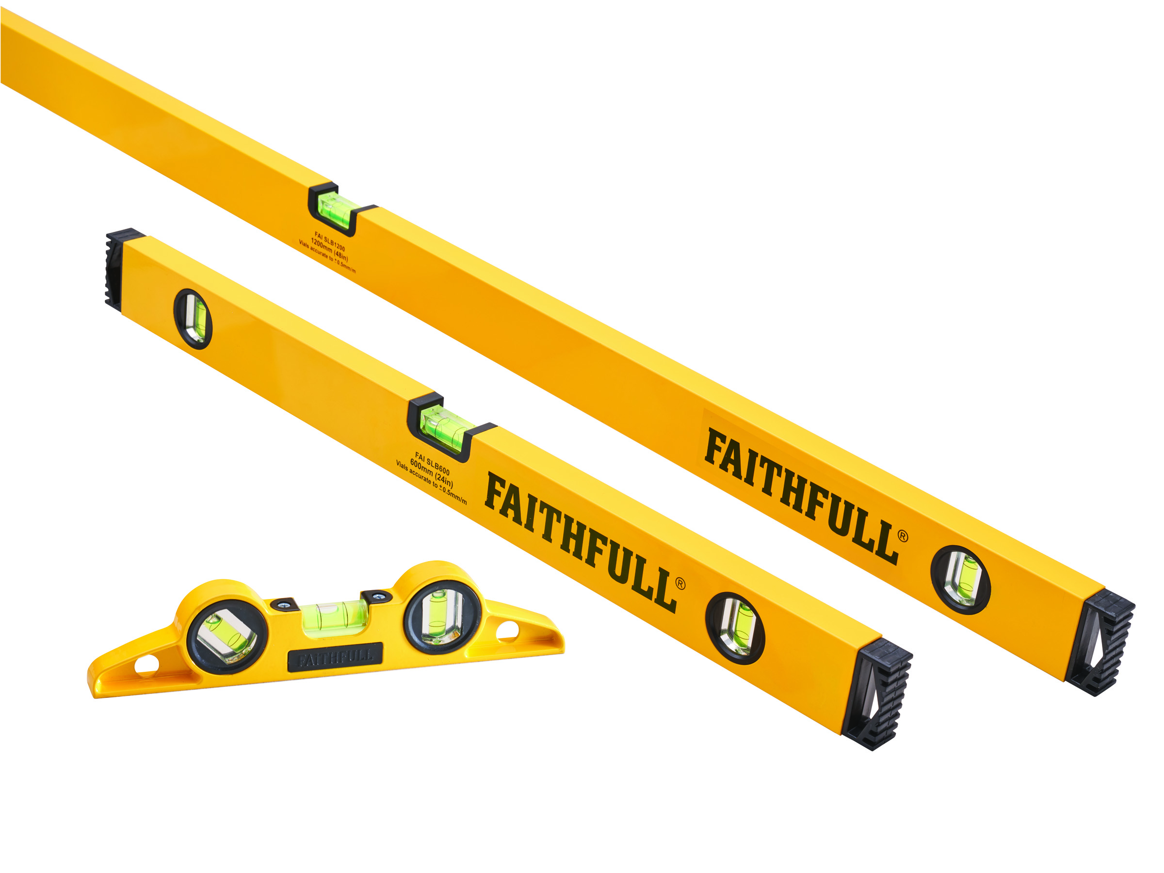 Faithfull FAISLBSET3PC / XMS25LEVEL3 3pc Level Set - 2ft / 4ft Level &amp; Torpedo