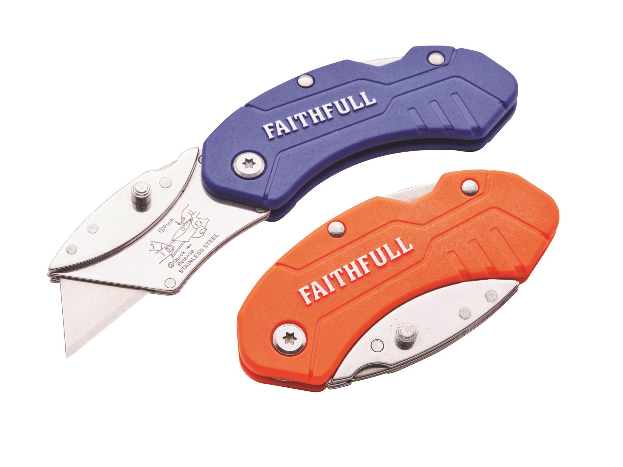 Faithfull FAITKNUTILHV / XMS25UTILHV Folding Hi-Vis Utility Knife